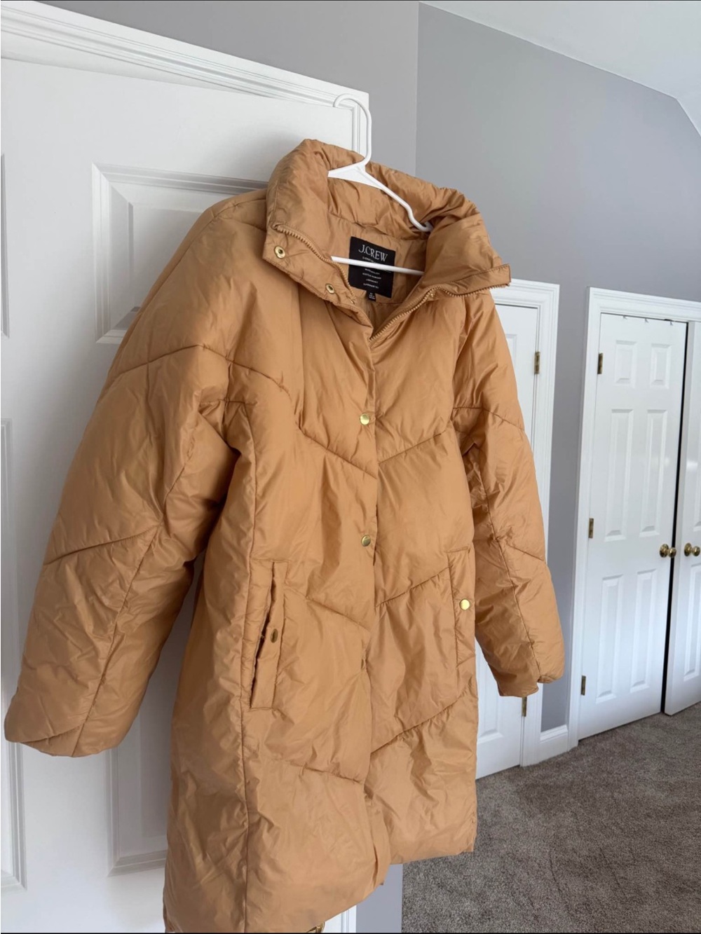 J. Crew Women’s Tan Camel Long Puffer Coat